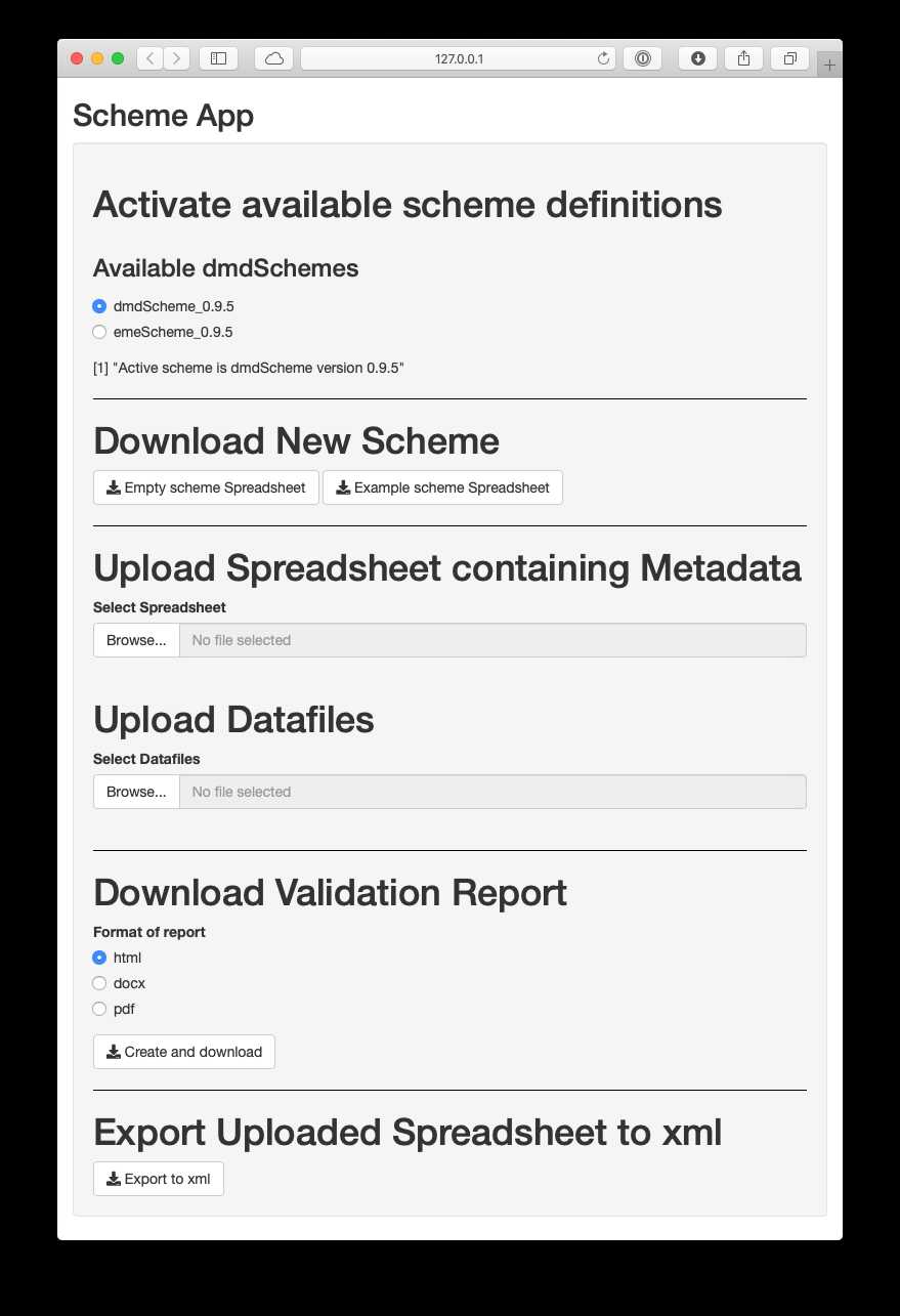 **Figure 2**: Screenshot of the dmdScheme app.